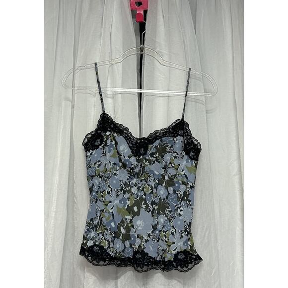 VTG 90s Silk Floral Lace Cami Tank Top Y2K Coquette Cottagecore Romantic Grunge - Picture 2 of 10